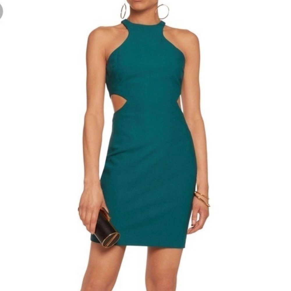 Cinq a Sept Juno Cutout Mini Dress in Teal Size 0